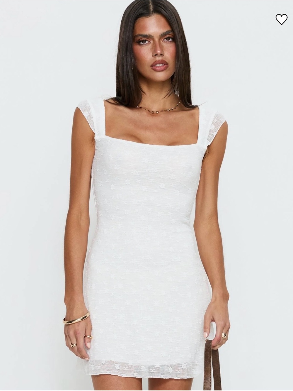 NEW Princess Polly Lanchester White Textured Square-Neck Mini Dress - Picture 2 of 8